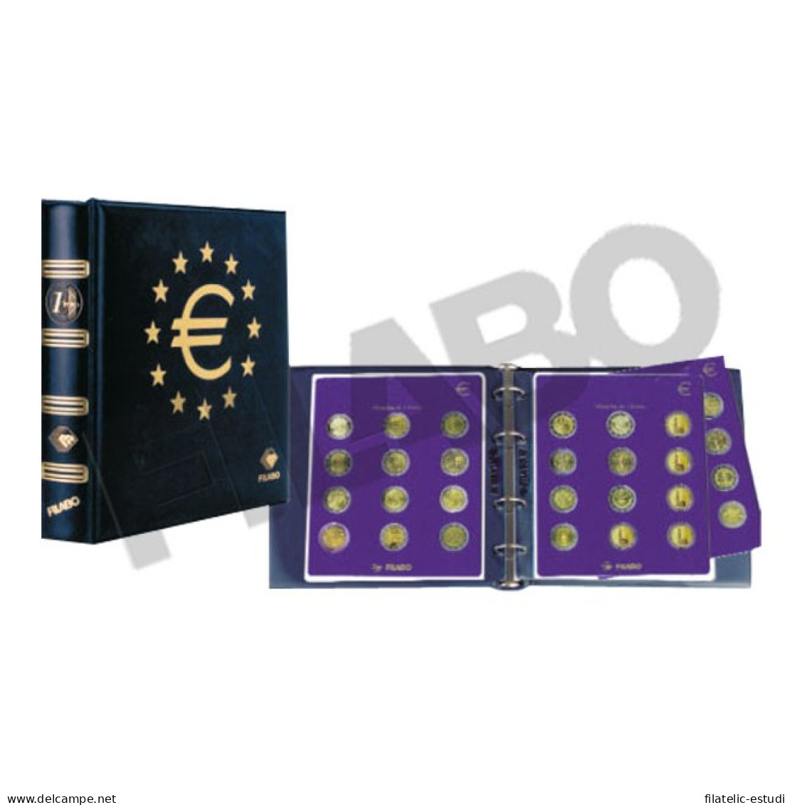 Álbum Monedas EURO SKAY Azul Con Cajetín + 6 Hojas Monedas 2 Euro - Zubehör