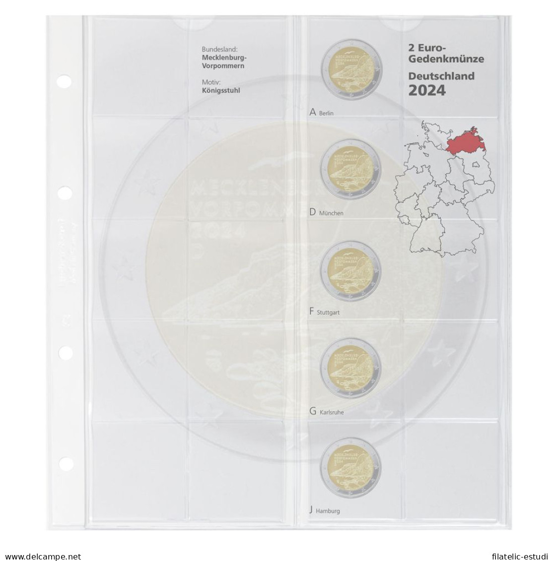 Lindner  1114-2 Hoja Preimpresa De Quilates De Monedas Conmemorativas De 2 Eur - Matériel