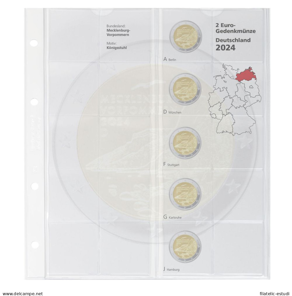Lindner  1114-2 Hoja Preimpresa De Quilates De Monedas Conmemorativas De 2 Eur - Zubehör
