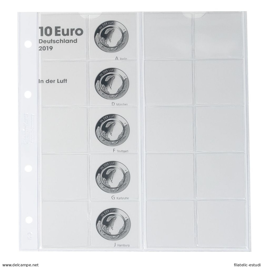 Lindner 1110-1 Hoja Pre-impresa Karat Para Monedas De 10 Euros Alemania 2019 - Zubehör