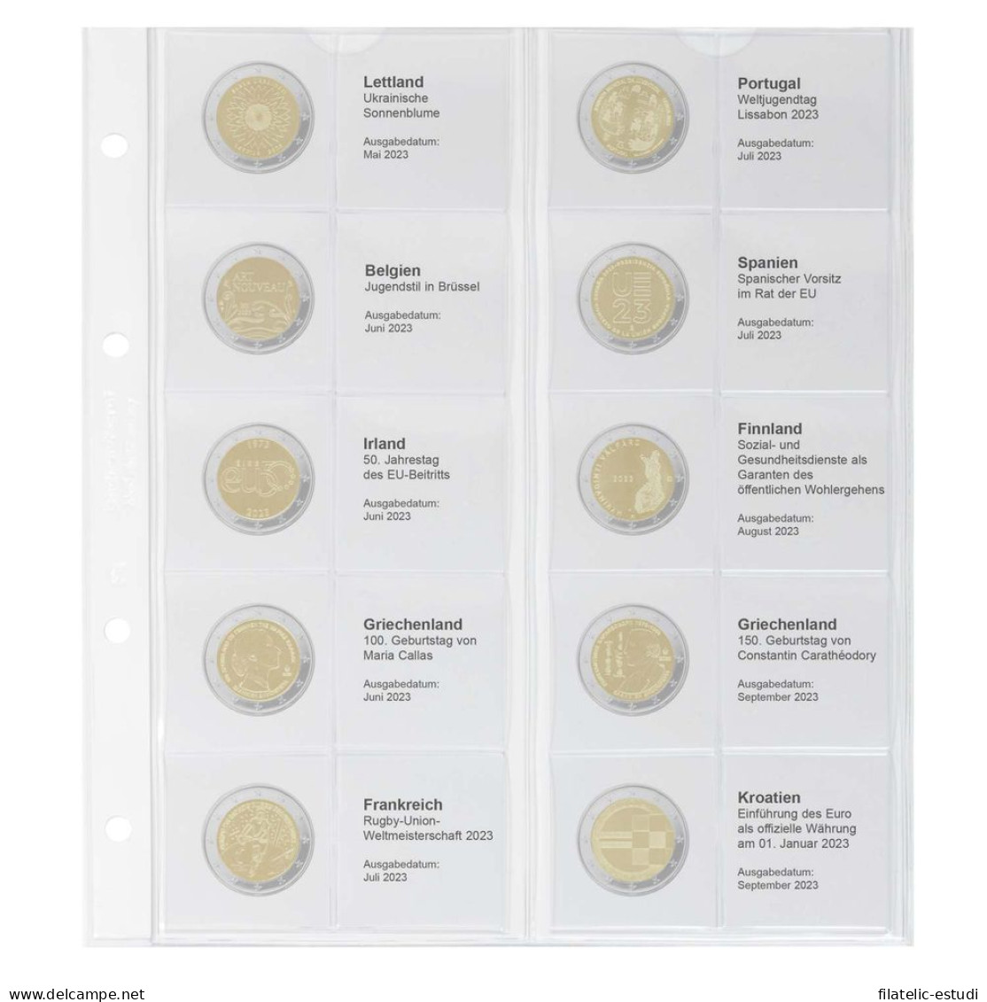 Lindner 1118-38 Hoja Impresa Para Moneda Conmemorativa De 2 Euros: Letonia 202 - Matériel