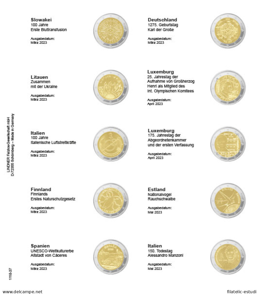 Lindner 1118-37 Hoja Impresa Para Moneda Conmemorativa De 2 Euros: Eslovaquia  - Zubehör