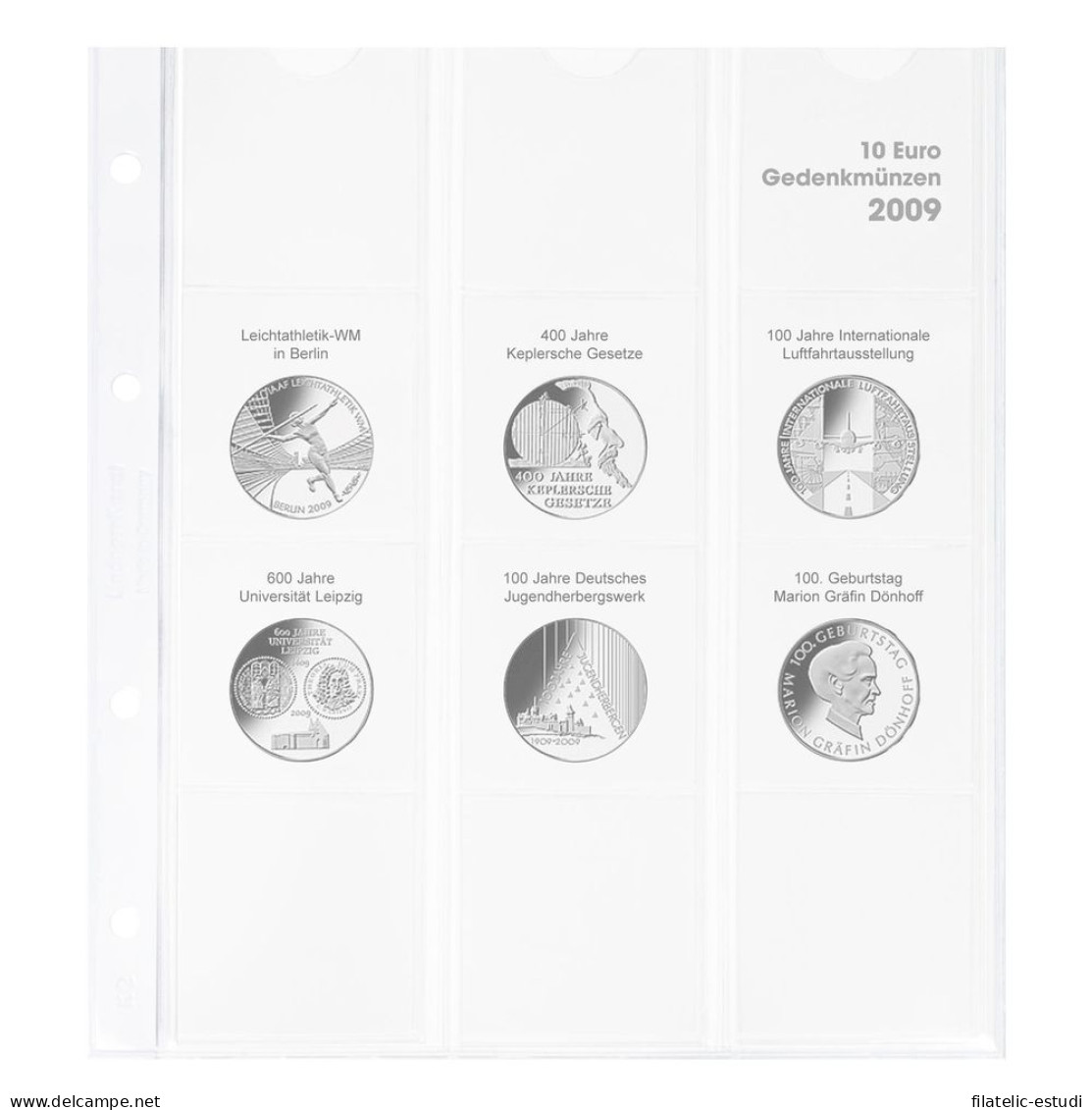 Lindner 1108D09 Hoja Pre-impresa Karat Para Monedas Conmemorativas De 10 Euros - Matériel
