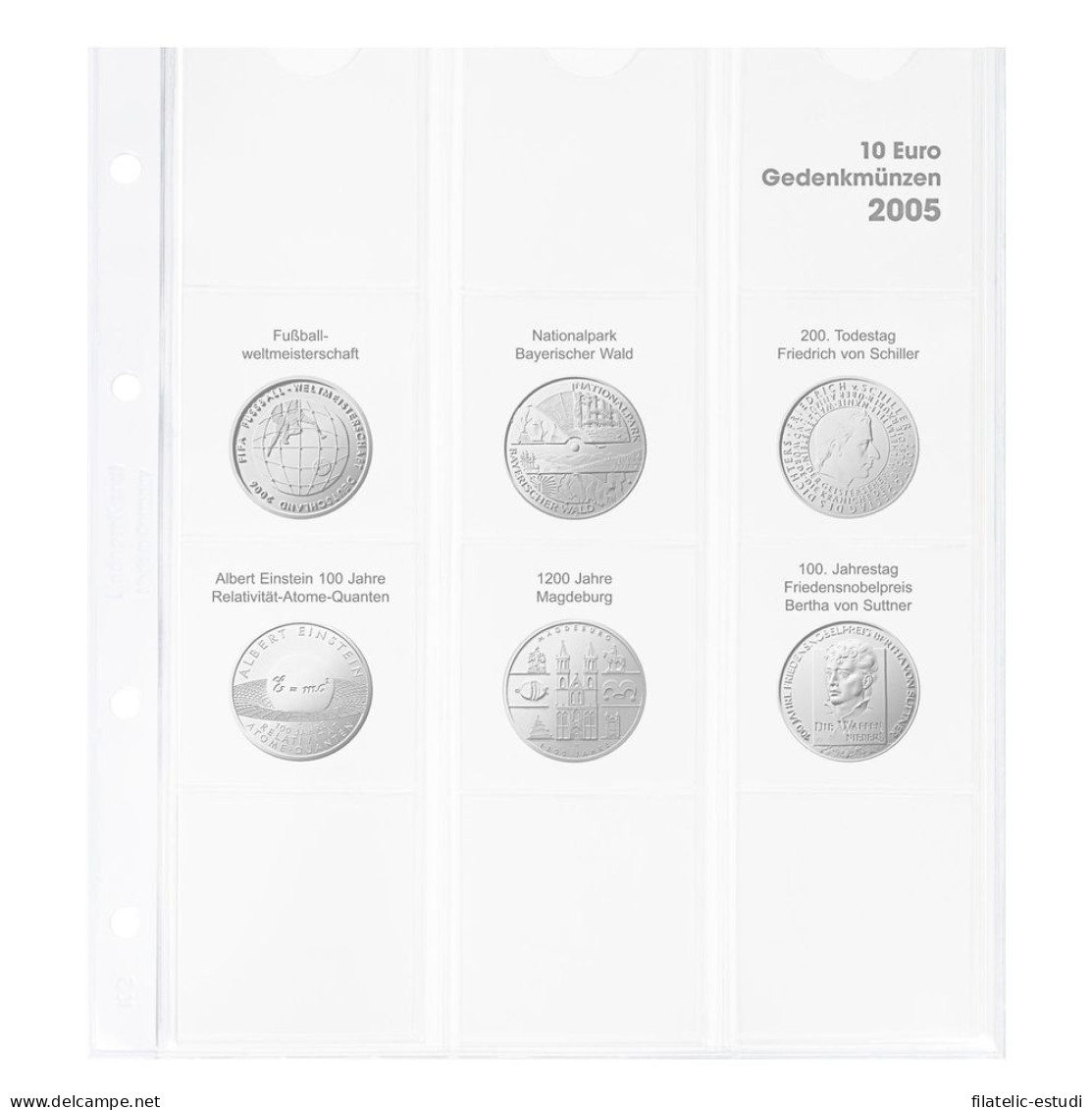 Lindner 1108D05 Hoja Pre-impresa Karat Para Monedas Conmemorativas De 10 Euros - Matériel
