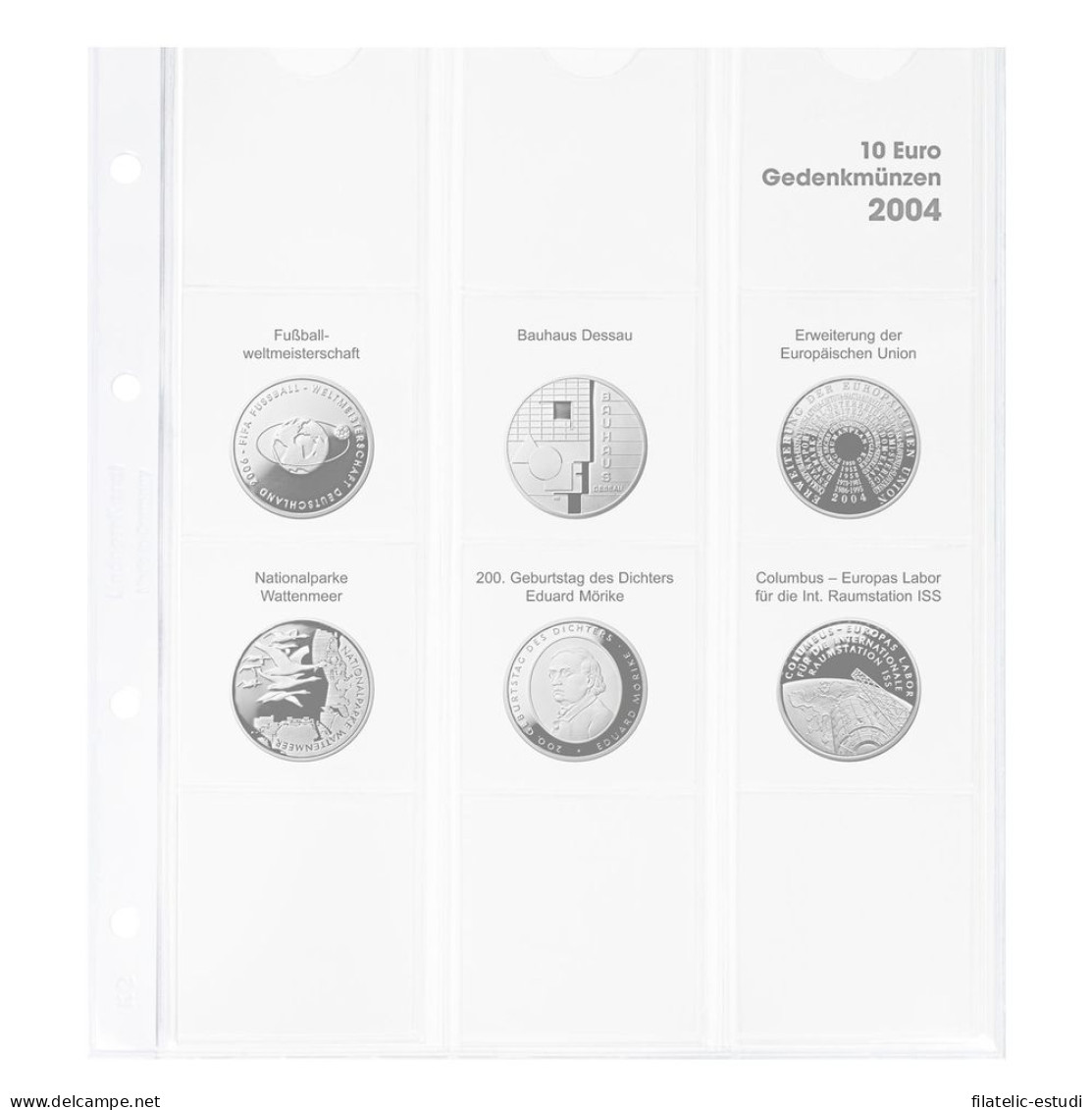 Lindner 1108D04 Hoja Pre-impresa Karat Para Monedas Conmemorativas De 10 Euros - Matériel