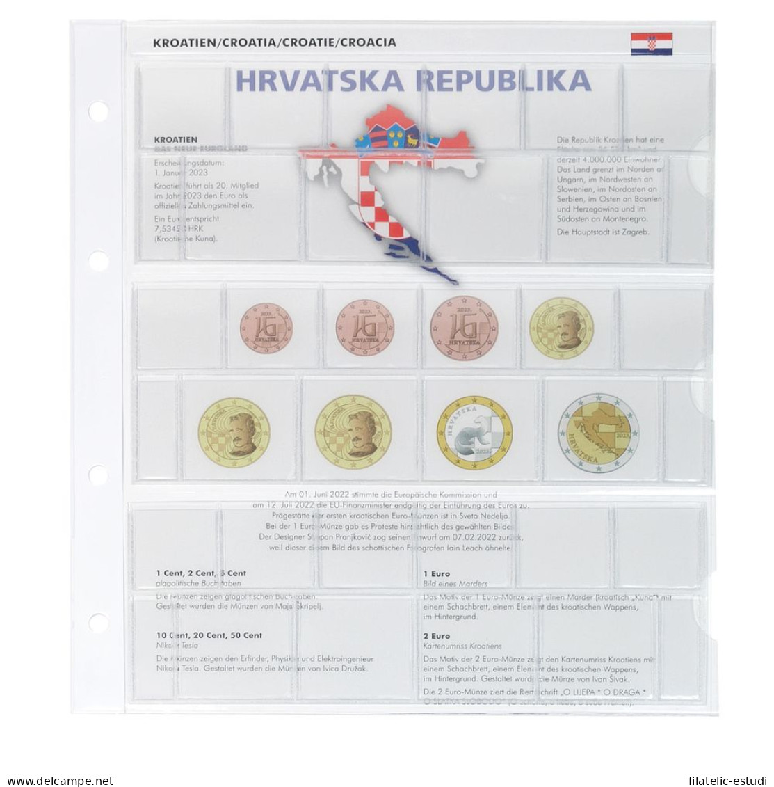 Lindner 1109-23 Hoja Pre-impresa Karat EURO Para Series De Monedas De Curso: N - Zubehör