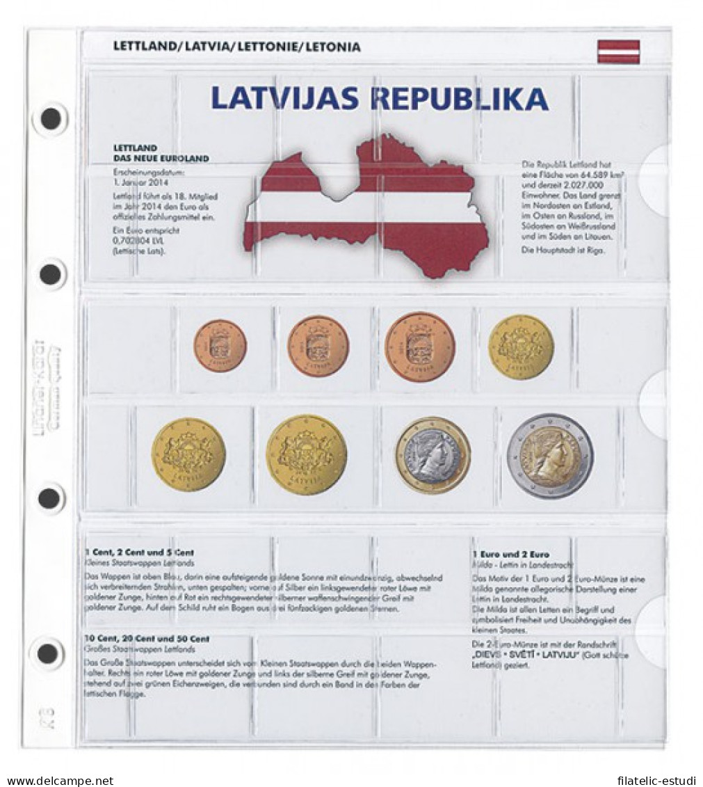 Lindner 1109-21 Karat Página Ilustrada Para Juegos De Monedas EURO - Zubehör