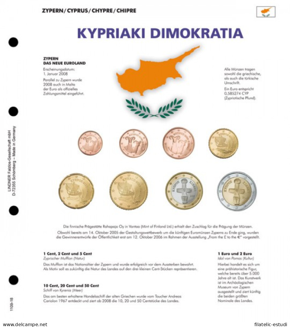 Lindner 1109-18 Karat Página Ilustrada Para Juegos De Monedas EURO - Matériel