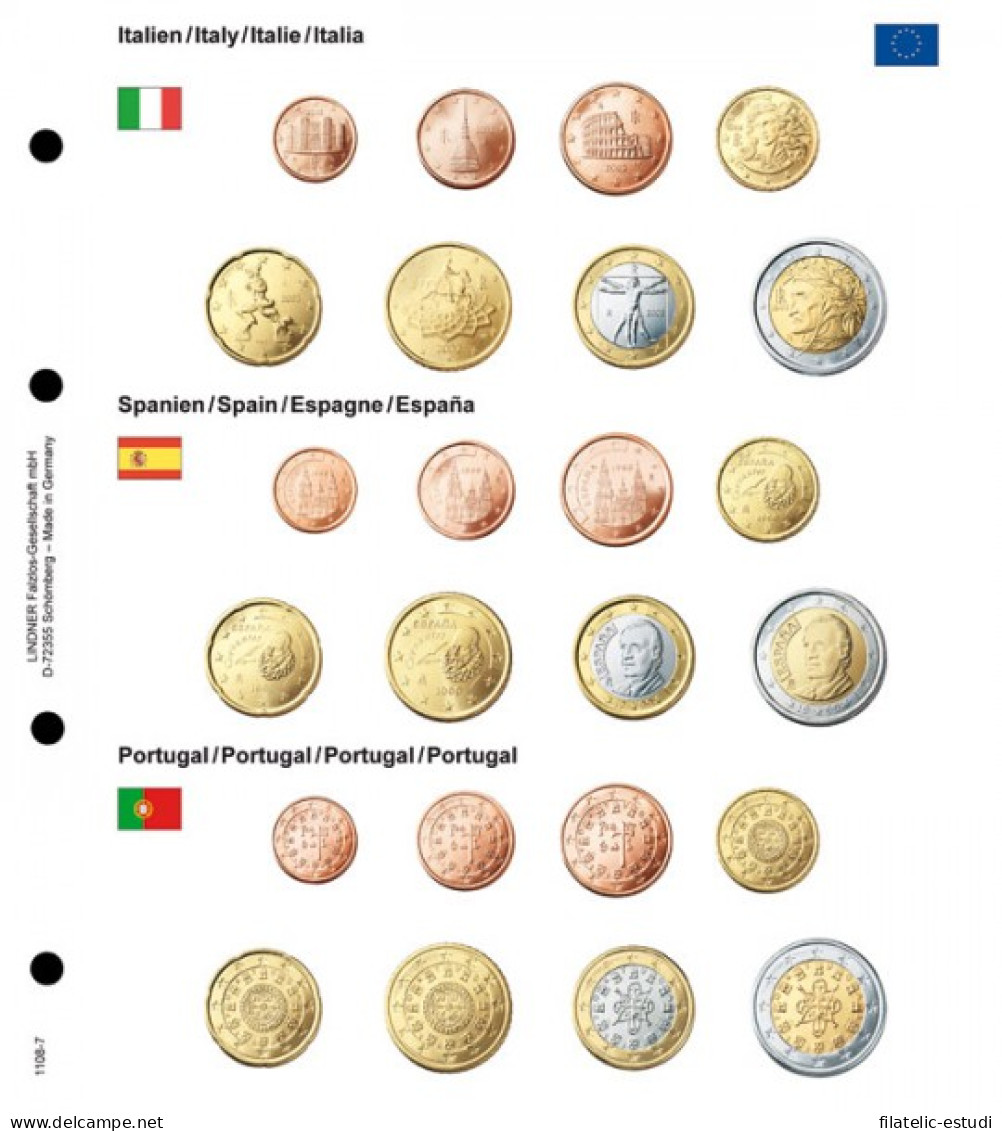 Lindner 1108-7 Karat Página Ilustrada Para Juegos De Monedas EURO - Zubehör