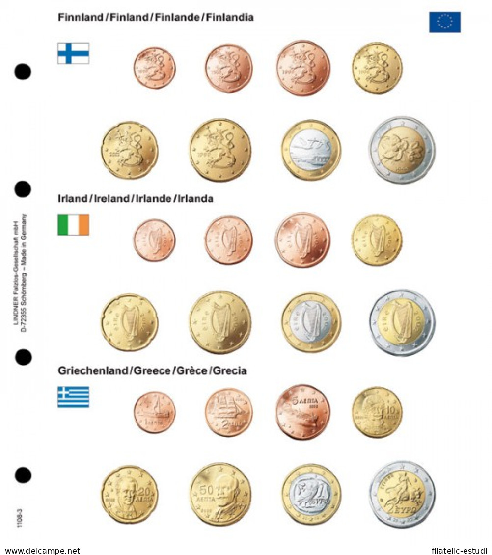 Lindner 1108-3 Karat Página Ilustrada Para Juegos De Monedas EURO - Zubehör