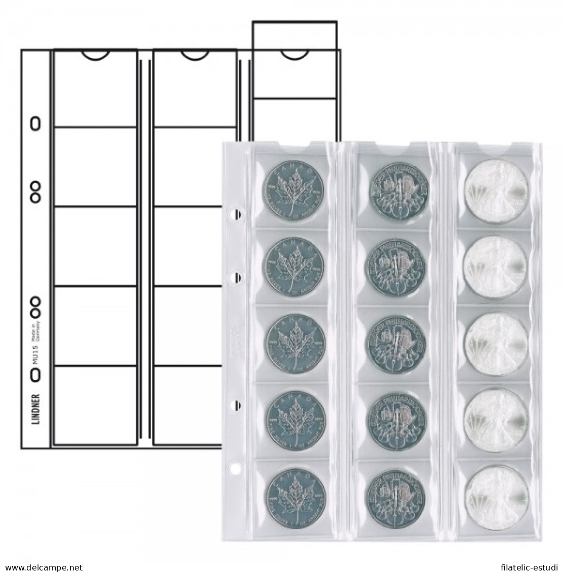 Lindner MU15R Hojas Multi Collect Para 15 Monedas De Hasta 42 Mm - Zubehör