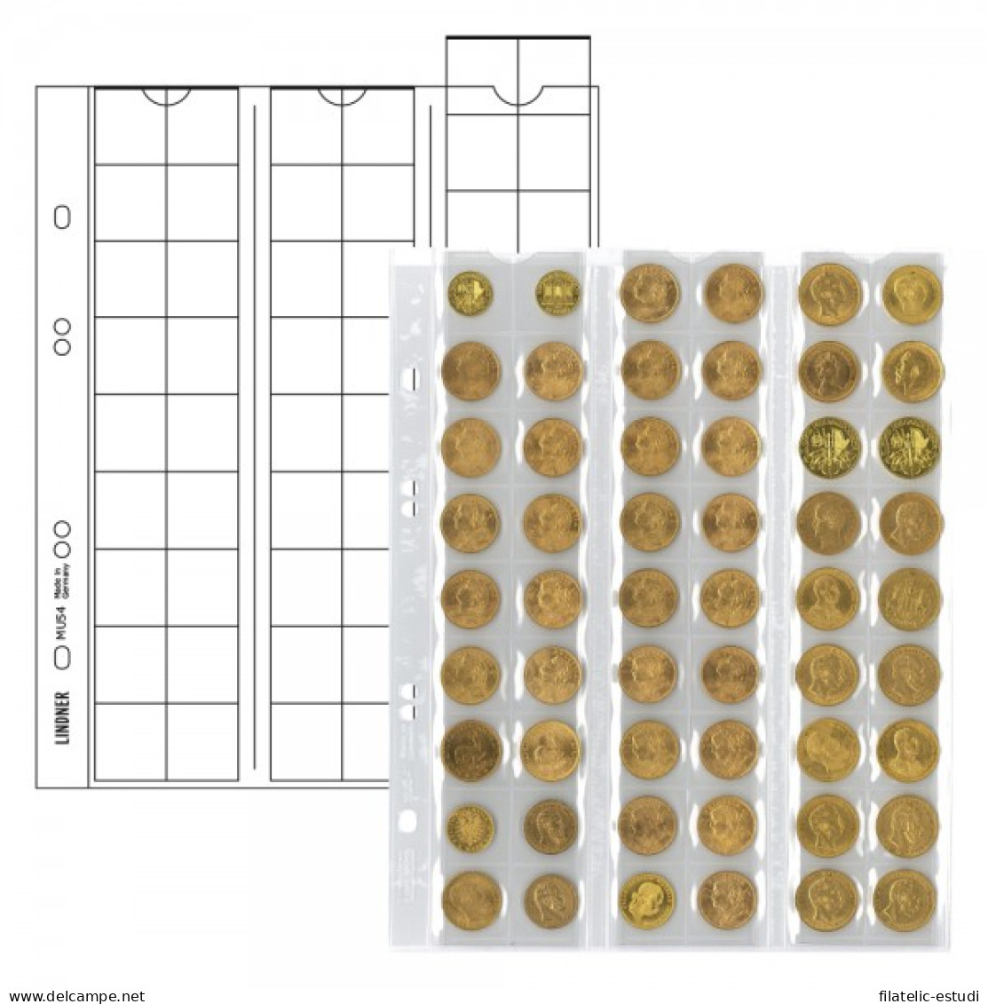 Lindner MU54R Hojas Multi Collect Para 54 Monedas De Hasta 20 Mm Ø - Zubehör