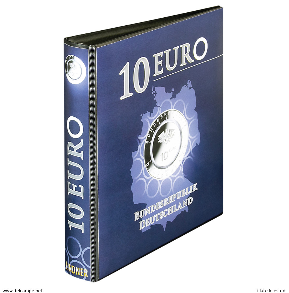 Lindner 1110R Tapa De Anillos Karat Con Diseño De 10 Euros, Vacía - Materiale