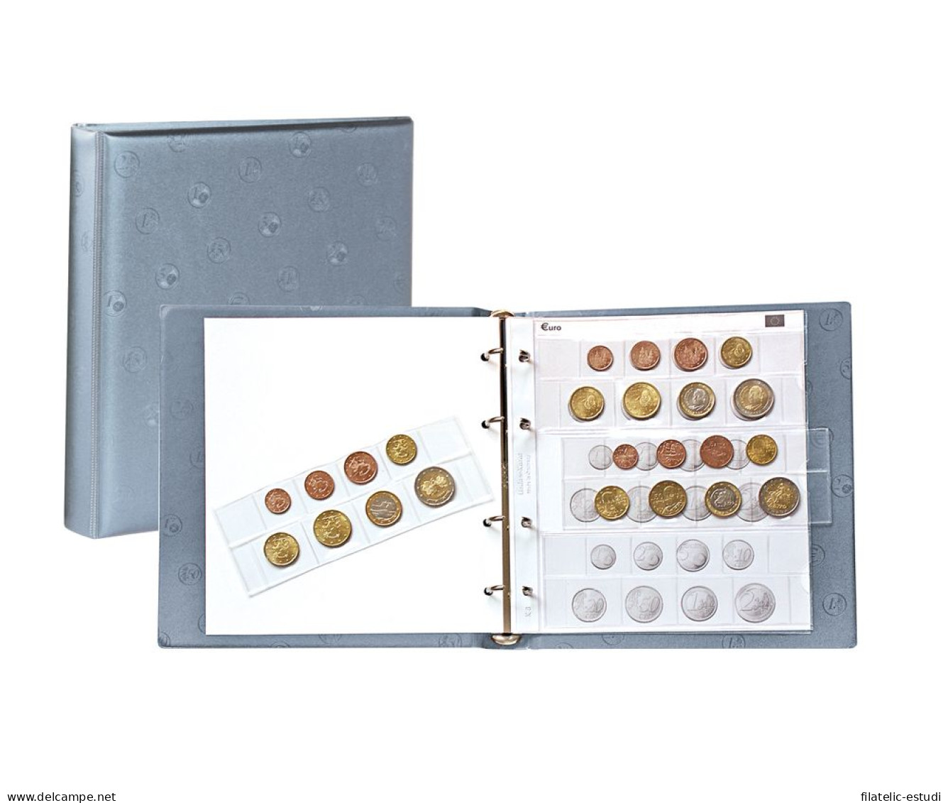 Lindner 1105-GR Karat álbum De Monedas EURO Gris - Materiale