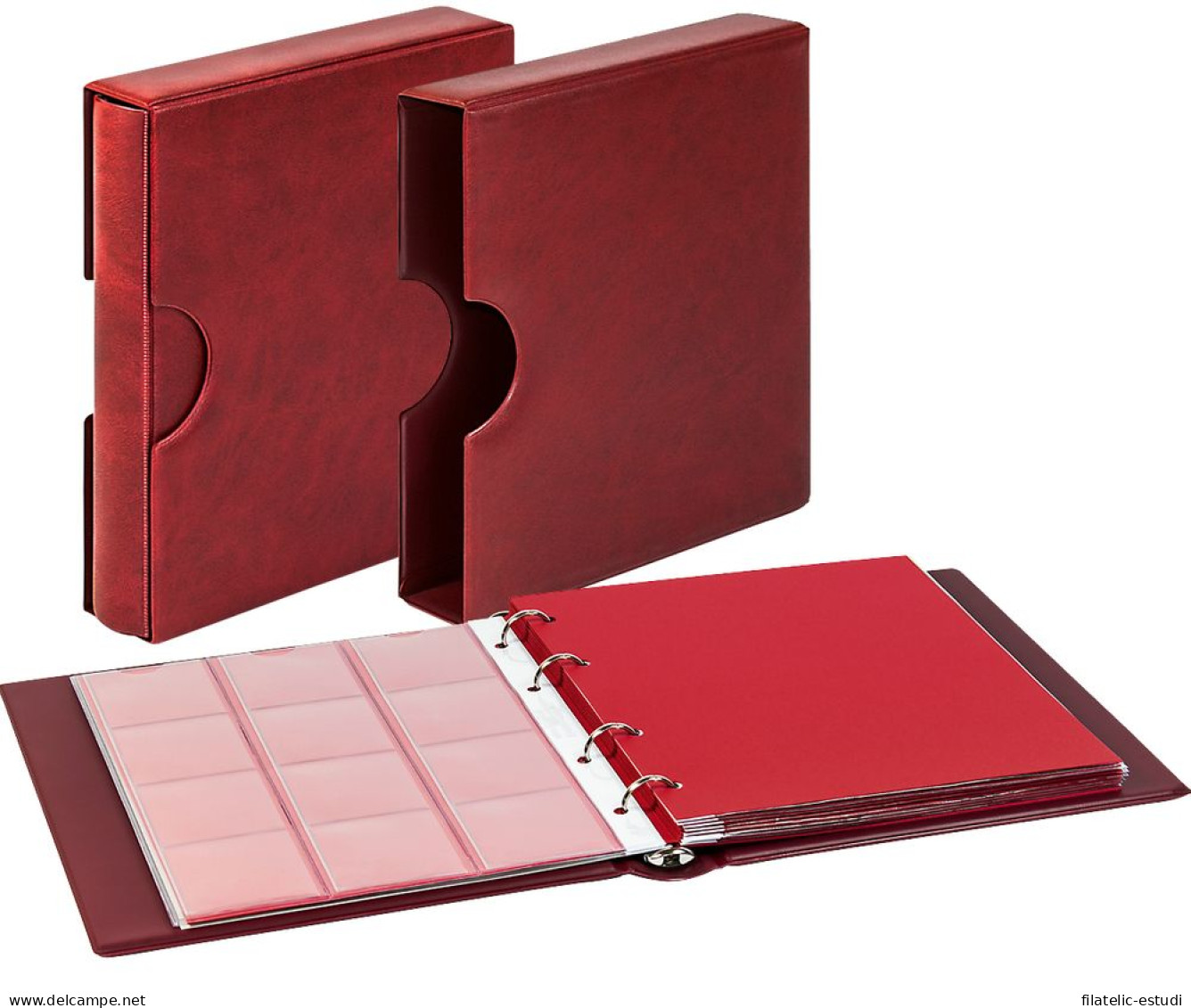 Lindner 1106EK-W Karat álbum CLASSIC Con Estuche Protector Con Recortes Rojo V - Materiale