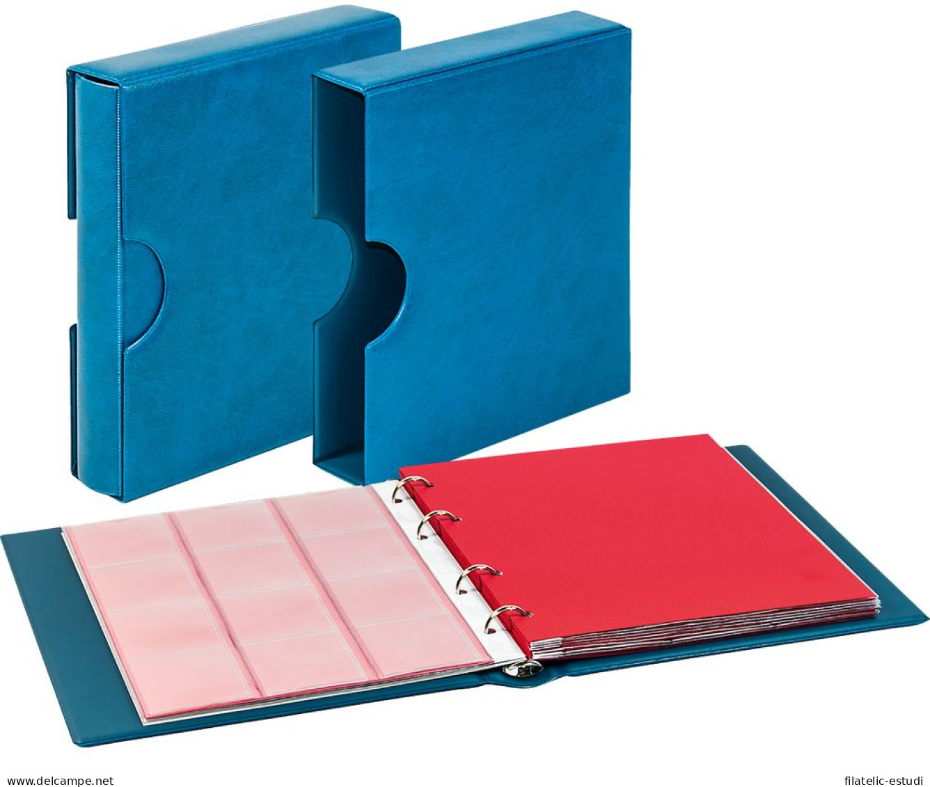 Lindner 1106EK-B Karat álbum CLASSIC Con Estuche Protector Con Recortes Azul - Materiale