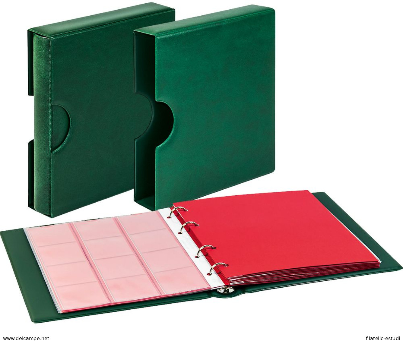 Lindner 1106EK-G Karat álbum CLASSIC Con Estuche Protector Con Recortes Verde - Materiale