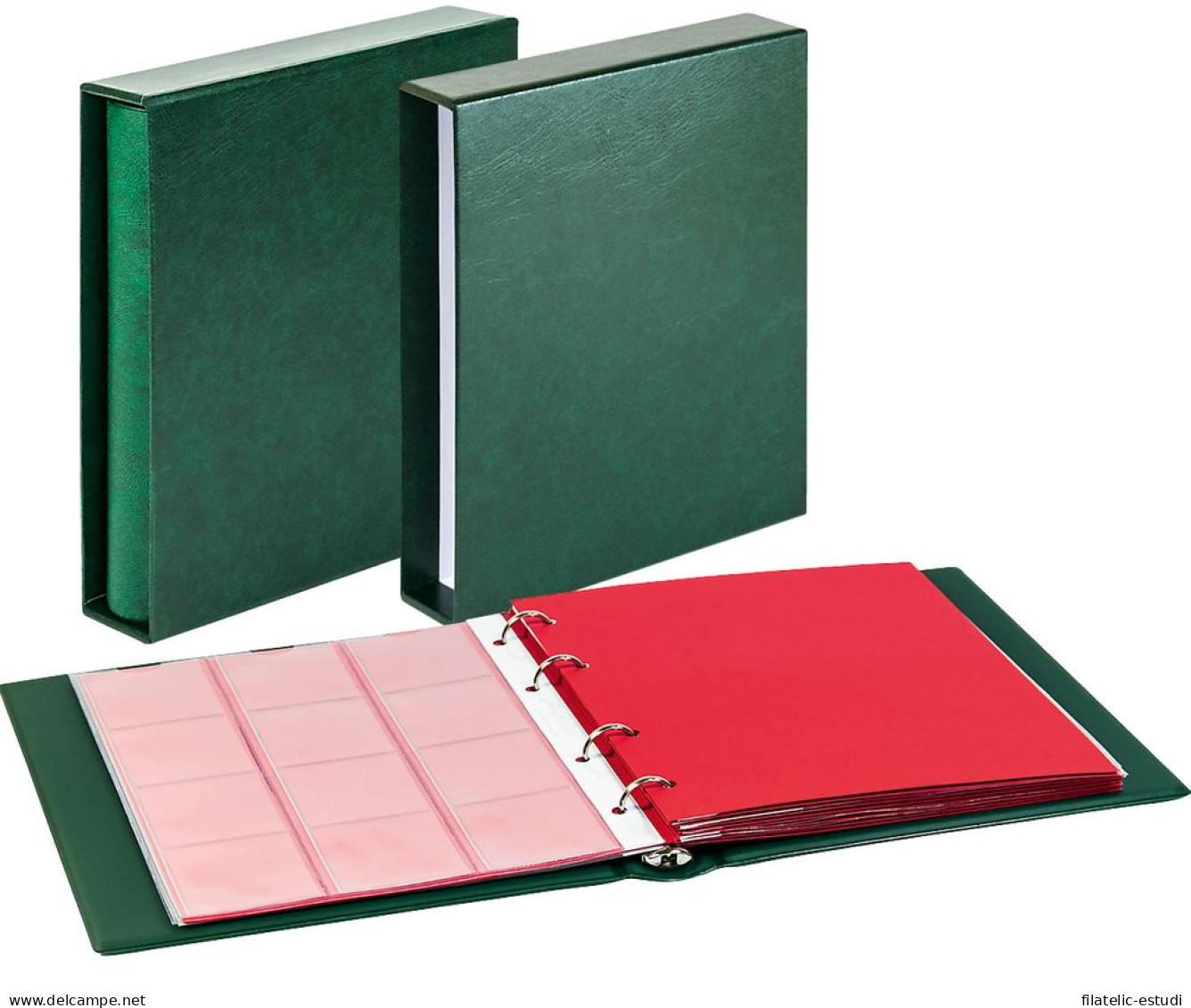 Lindner 1106E-G Karat álbum CLASSIC Con Estuche Protector Verde. - Materiale