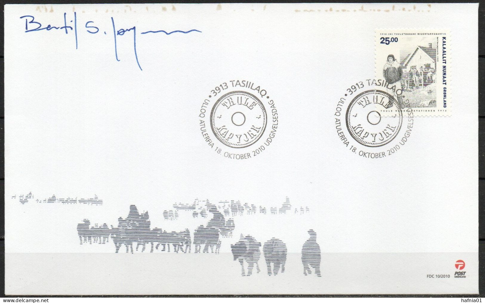 Bertil Skov Jørgensen. Greenland 2010. 100 Anniv Trade Station Thule. Michel 566. FDC. Signed. - FDC