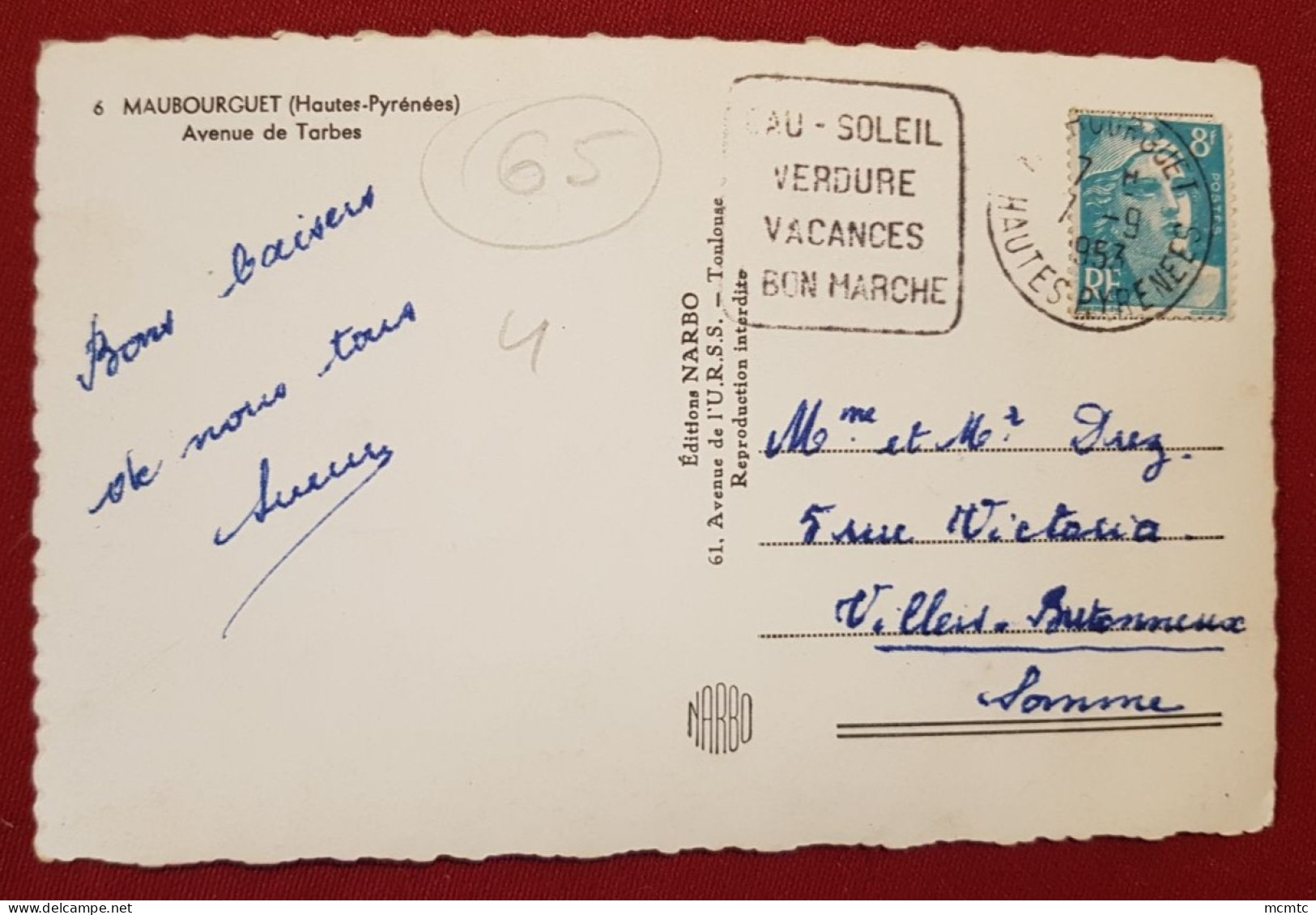 CPSM Petit Format -  Maubourguet -(hautes Pyrénées ) - Avenue De Tarbes  (auto, Voiture Citroën Traction ) - Maubourguet