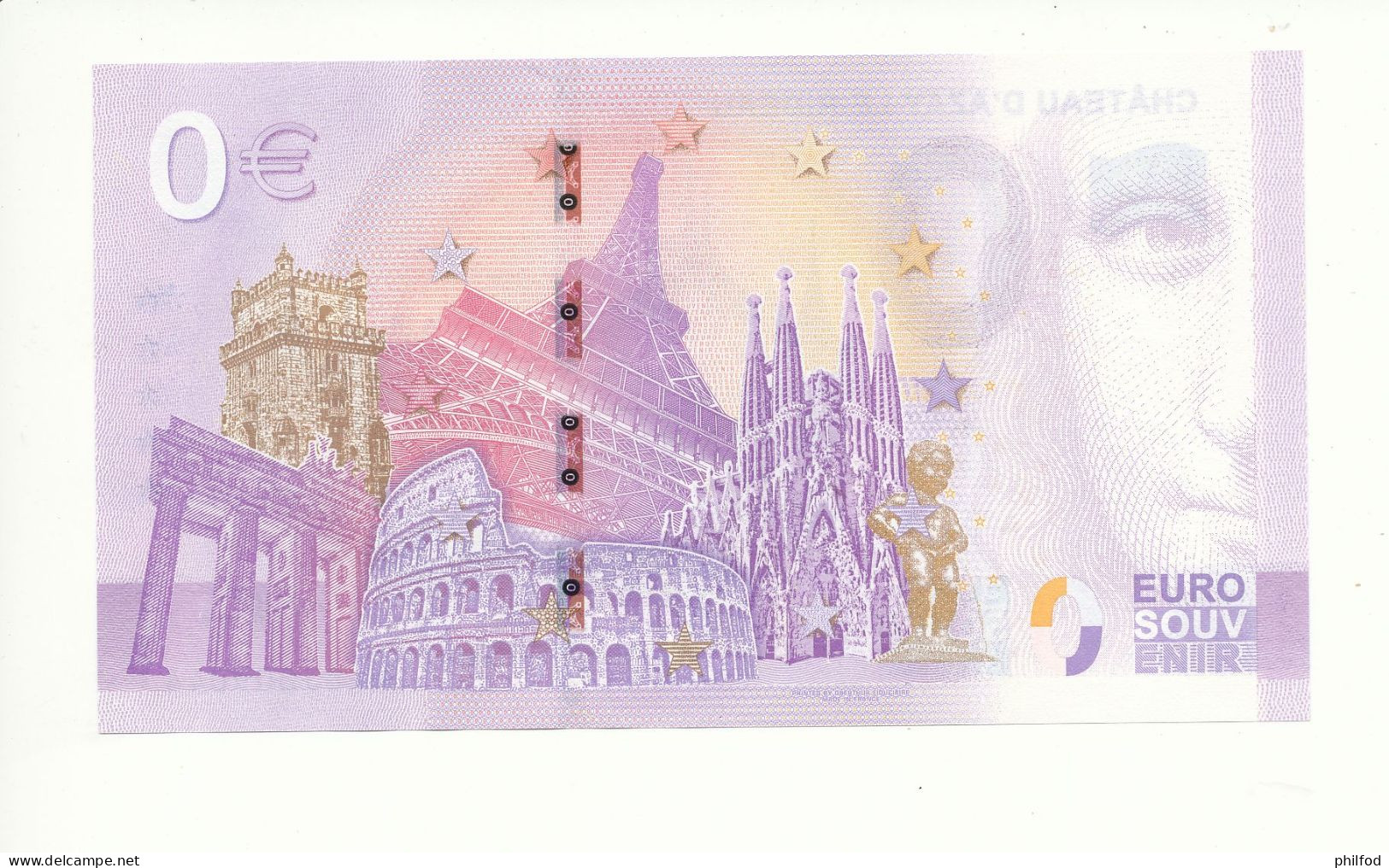 Billet Souvenir - 0 Euro - CHÂTEAU D'AZAY-LE-RIDEAU - UEGJ - 2023-2 - N° 9044 - Vrac - Billets