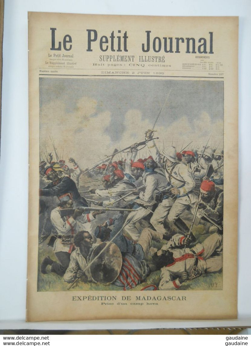Le Petit Journal N°237 – 2 Juin 1895 – Expédition Madagascar Camp Hova - Jardin D'Acclimatation Paris Ours Lion Tigre - Le Petit Journal
