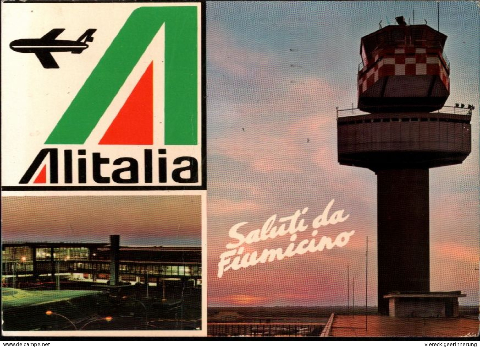 ! Ansichtskarte Flughafen Rom Fiumicino, Radar Tower, Alitalia, Aerodrome, Airport, 1978 - Vliegvelden