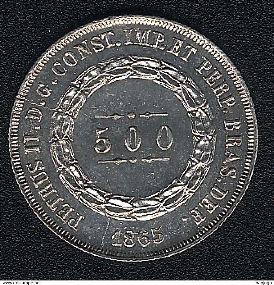 Brasilien, 500 Reis 1865, Silber, UNC - Brasil