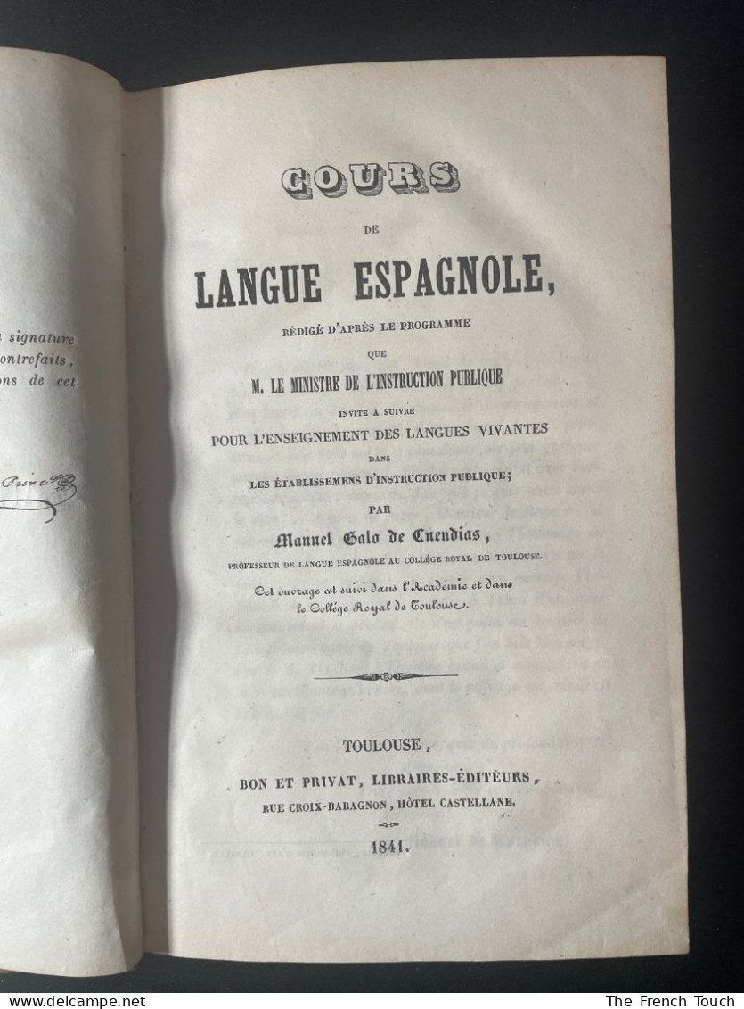 Manuel Galo De Cuendias ‎- 1841 - Cours De Langue Espagnole - Vita Quotidiana