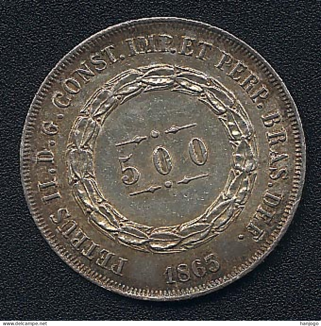 Brasilien, 500 Reis 1863, Silber, AUNC - Brasilien