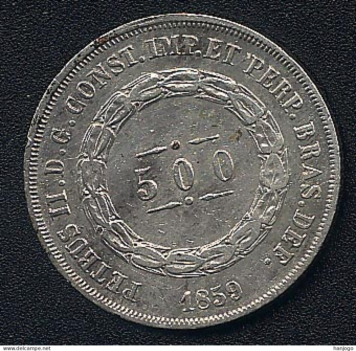 Brasilien, 500 Reis 1859, Silber, XF+ - Brésil