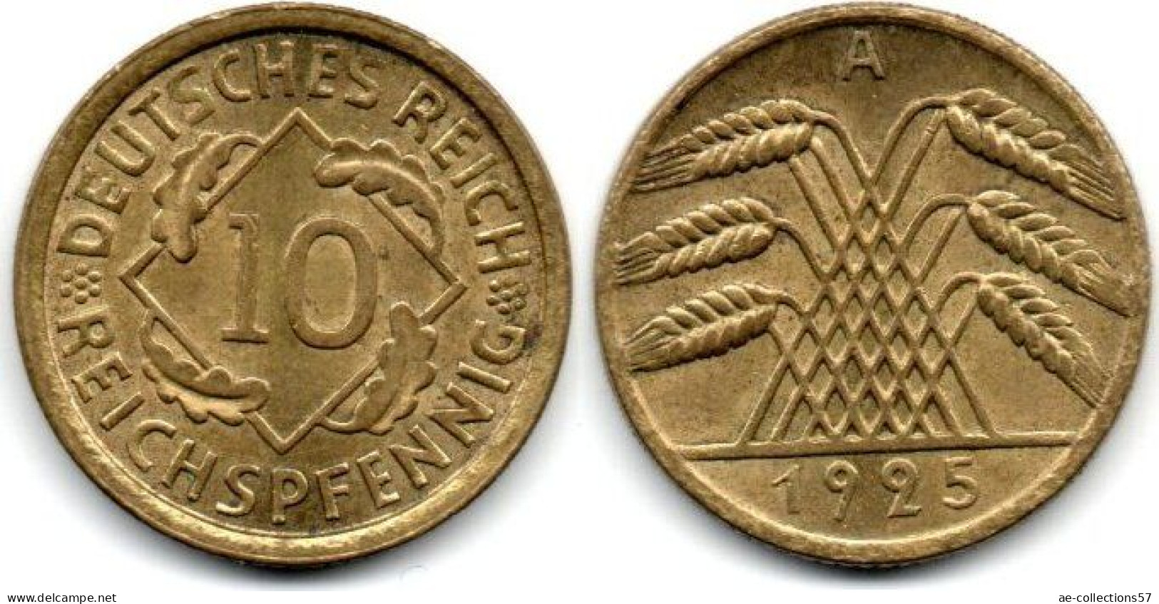 MA 31253 / Allemagne - Deutschland - Germany 10 Reichspfennig 1925 A SPL - 10 Rentenpfennig & 10 Reichspfennig
