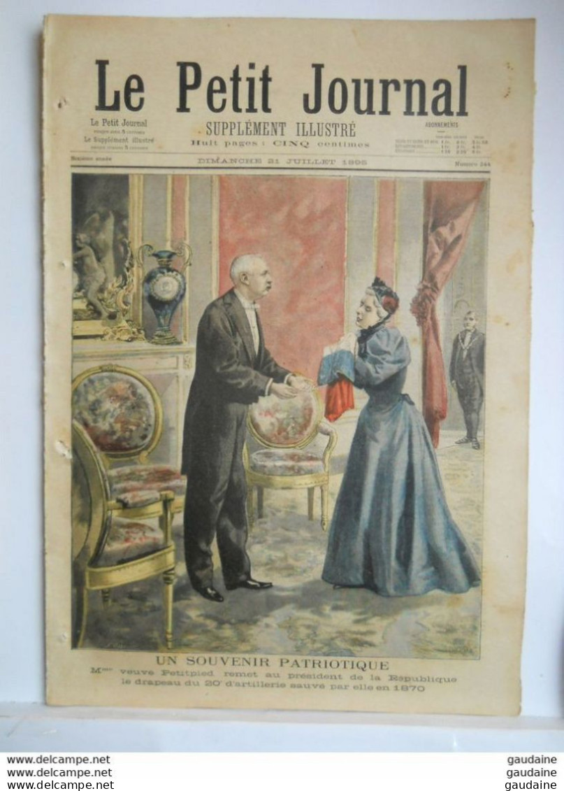 Le Petit Journal N°244 – 21 Juillet 1895  - Un Souvenir Patriotique Veuve Petitpied Drapeau 1870 Elysée – Mode - Le Petit Journal