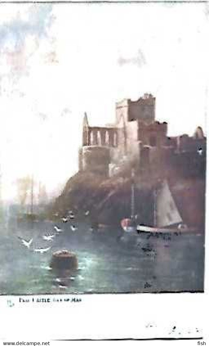 Portugal & Marcofilia, Peel Castle Isle Of Man, Fantasia, Ed. Tucks Post Card, Coimbra A Lisboa 1905 (781) - Briefe U. Dokumente