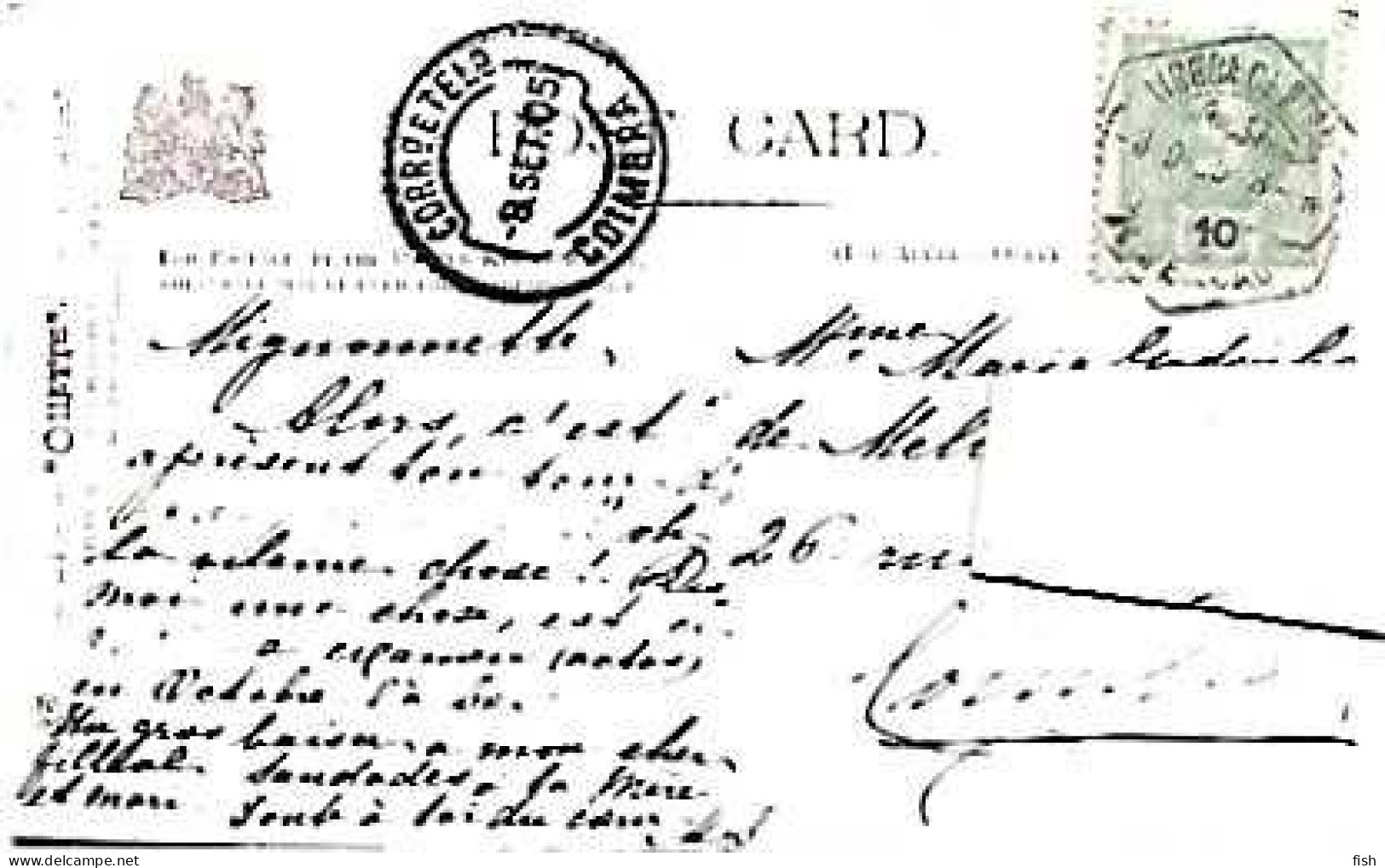 England & Marcofilia, Peel Castle Isle Of Man, Fantasia, Ed. Tucks Post Card, Coimbra A Lisboa 1905 (781) - Isla De Man