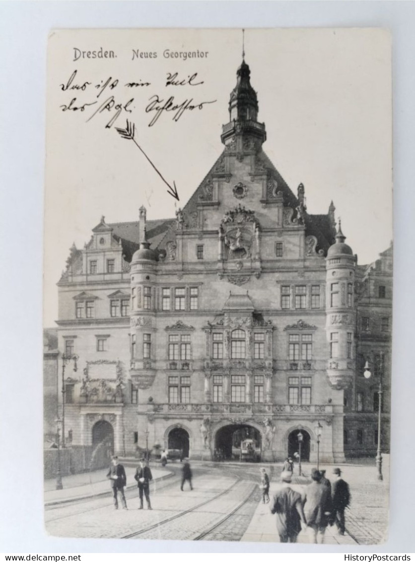 Dresden, Neues Georgentor, Strassenbahngleise,1908 - Dresden