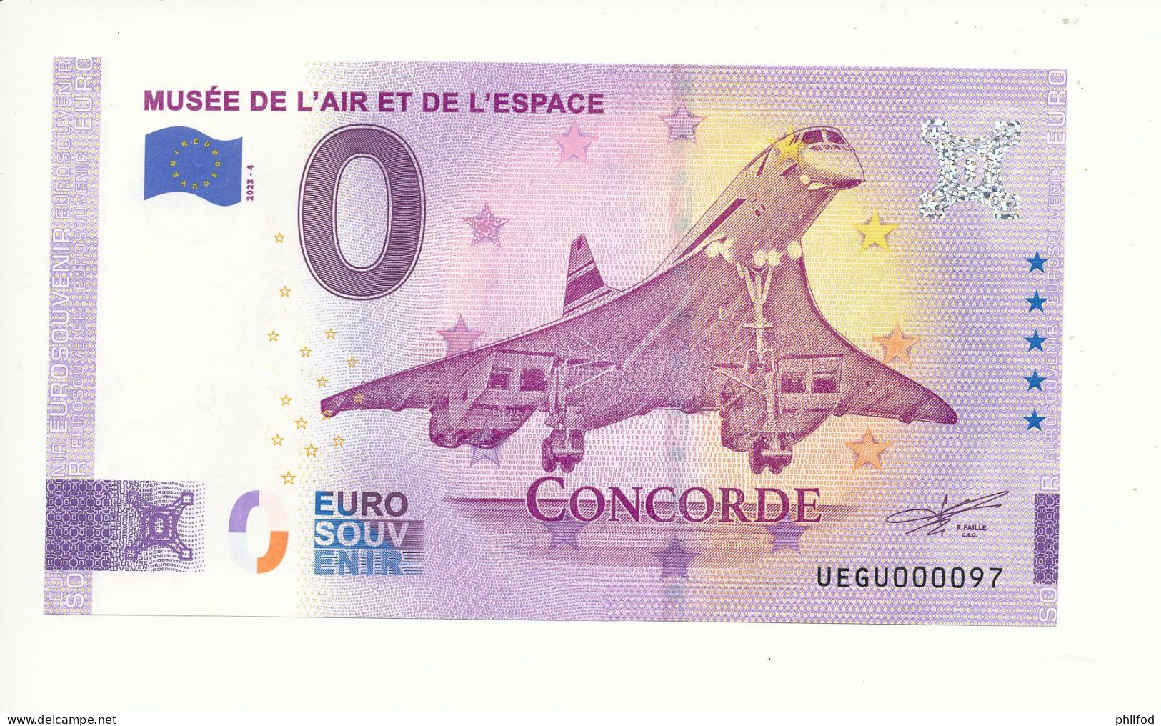 Billet Souvenir - 0 Euro - MUSÉE DE L'AIR ET DE L'ESPACE - CONCORDE - UEGU - 2023-4 - N° 97 - Lots & Kiloware - Banknotes