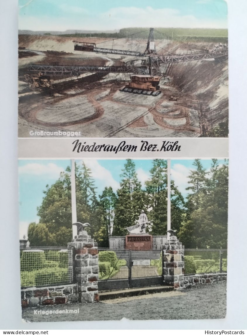 Niederaußem,Bez. Köln, Großraumbagger Im Tagebau, Kriegerdenkmal, 1967 - Koeln