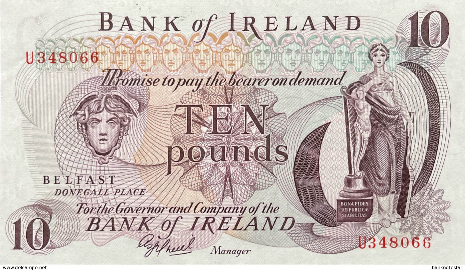 Northern Ireland 10 Pounds, P-63b (1977) - UNC - RARE - 10 Pounds