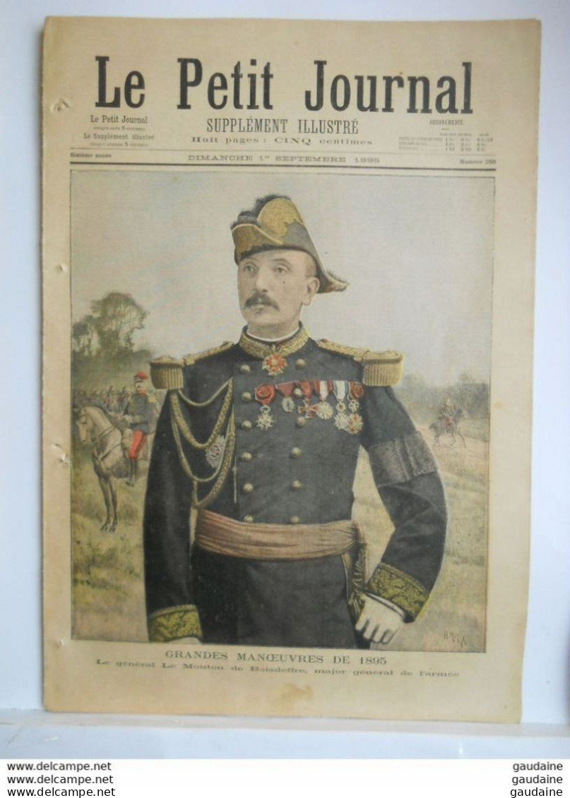 Le Petit Journal N°250 – 1 Septembre 1895 – Le Général Le Mouton De Boideffre - Rhin Allemand Guillaume II Napoleon - Le Petit Journal