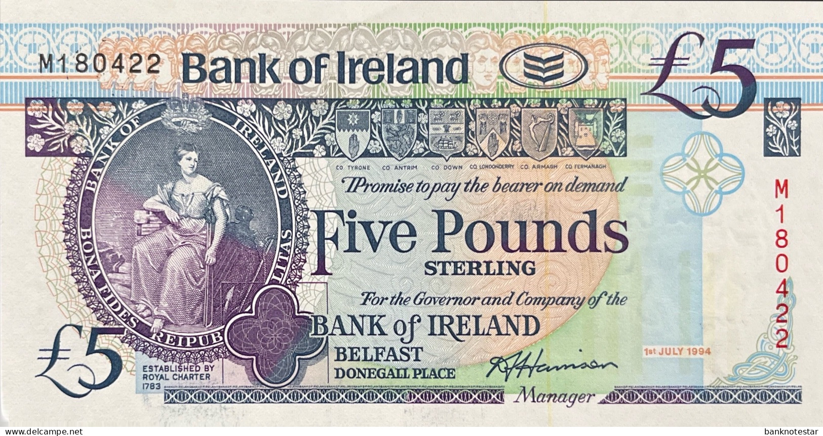 Northern Ireland 5 Pounds, P-70c (1.7.1994) - UNC - 5 Pounds