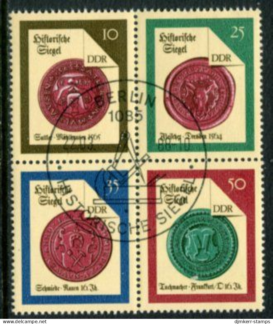 EAST GERMANY / DDR 1988 Historic Seals Block Used .  Michel  3156-59 - Gebraucht