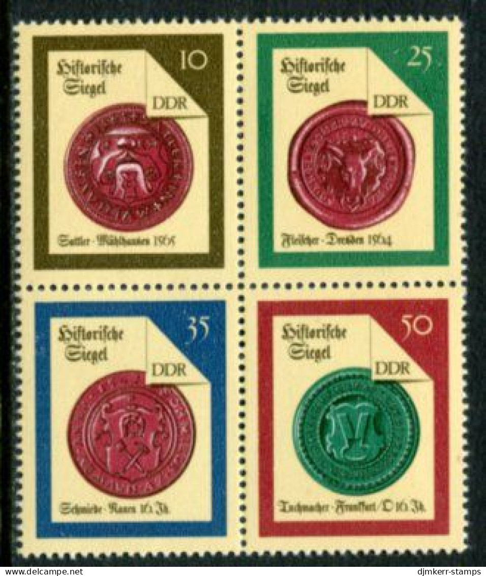 EAST GERMANY / DDR 1988 Historic Seals Block  MNH / ** .  Michel  3156-59 - Unused Stamps