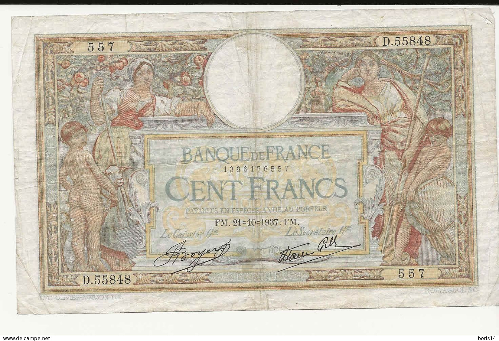 Billet 100 Francs 1937 - Sonstige & Ohne Zuordnung