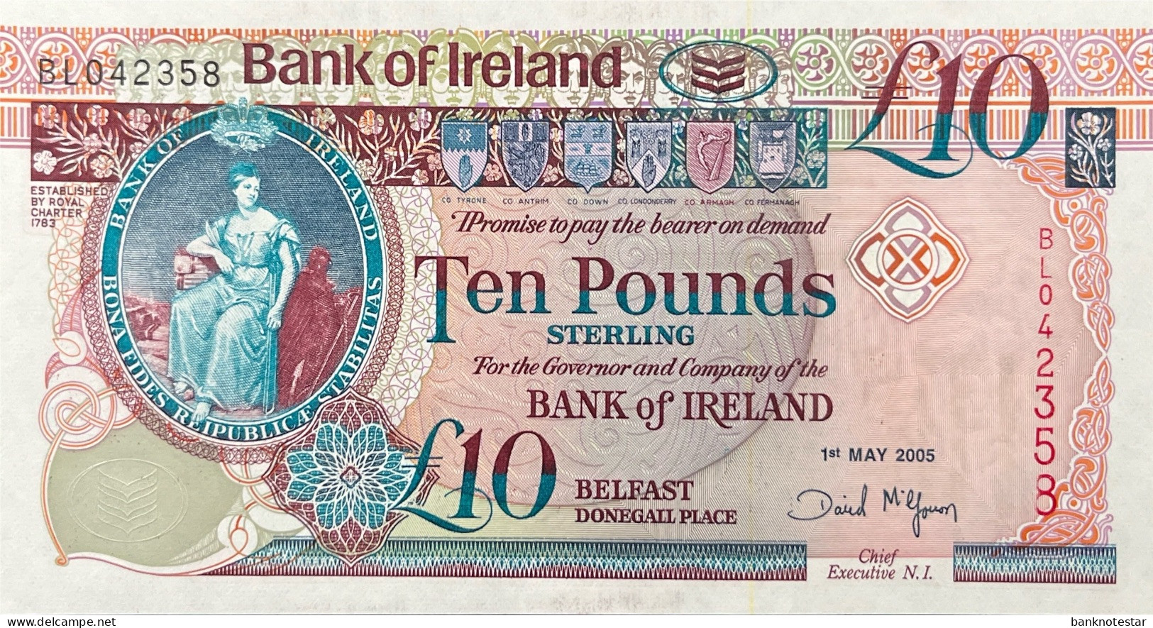 Northern Ireland 10 Pounds, P-79Ab (1.5.2005) - UNC - 10 Ponden