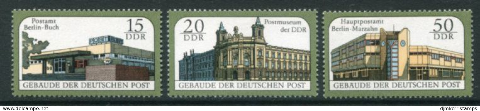 EAST GERMANY / DDR 1988 Postal Buildings MNH / ** .  Michel  3145-47 - Unused Stamps