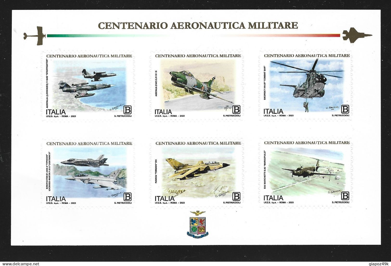 ● 2023 ITALIA  ● Centenario  Aeronautica Militare ● Foglietto Di 6 Valori ** ● Adesivi ● - 2021-...: Mint/hinged
