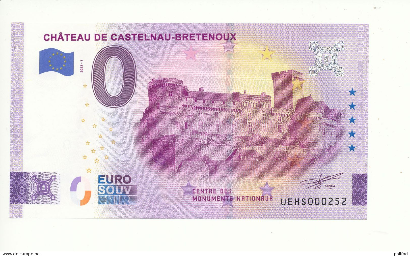 Billet Souvenir - 0 Euro - CHÂTEAU DE CASTELNAU-BRETENOUX - UEHS - 2023-1 - N° 252 - Vrac - Billets