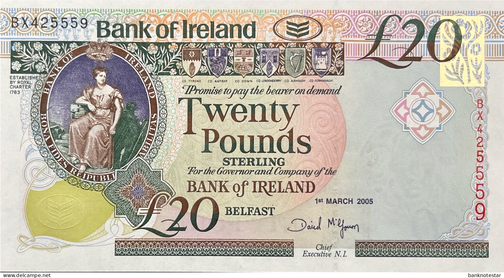 Northern Ireland 20 Pounds, P-80b (1.3.2005) - UNC - 20 Pounds