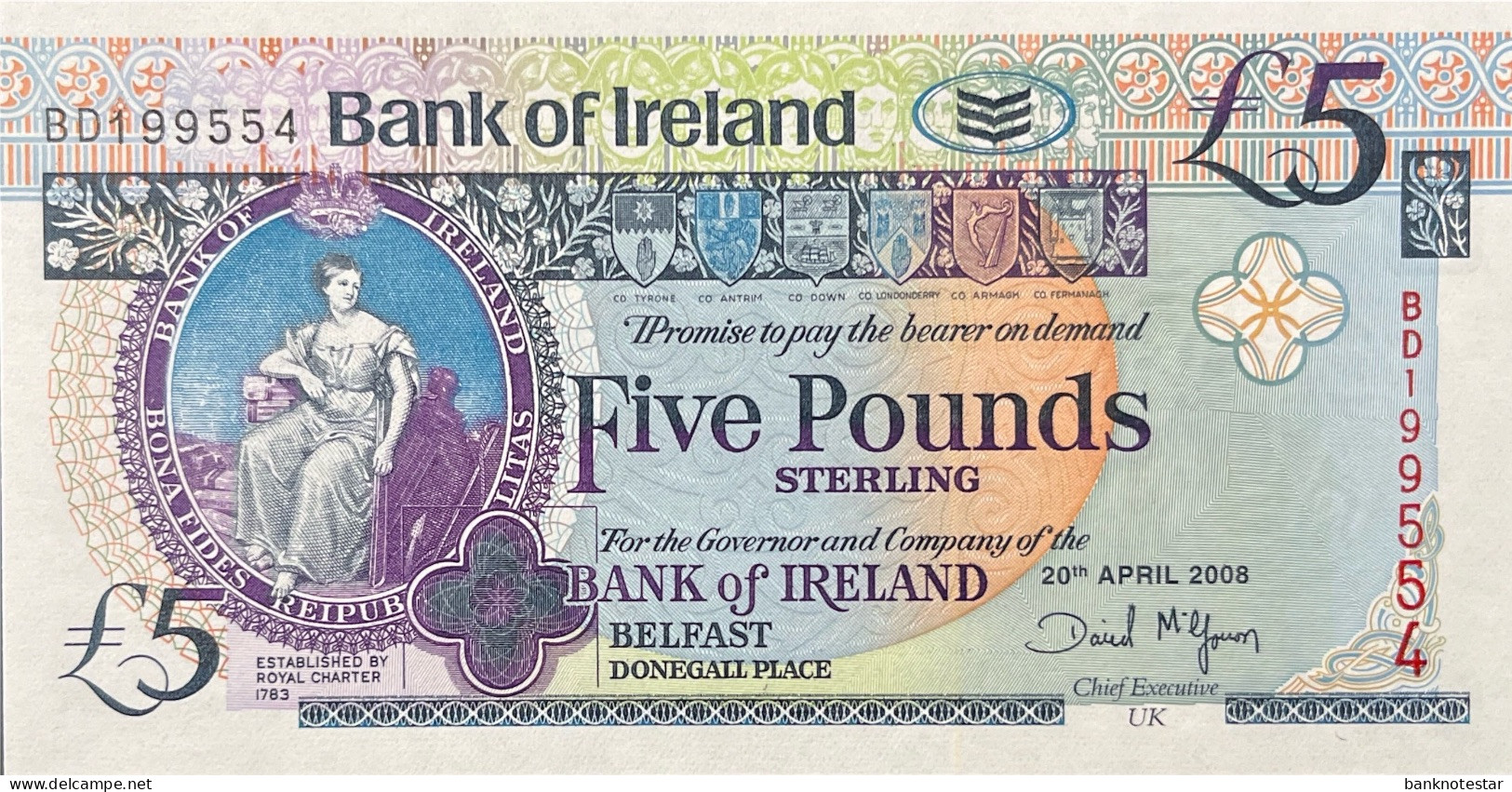 Northern Ireland 5 Pounds, P-83 (20.4.2008) - UNC - 5 Pounds